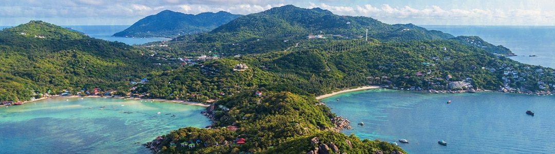 Aerial view of Koh Tao Island growing KD Koh Tao cannabis